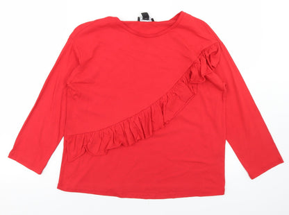 Womens UK Size 12 New Look Red Basic T-Shirt