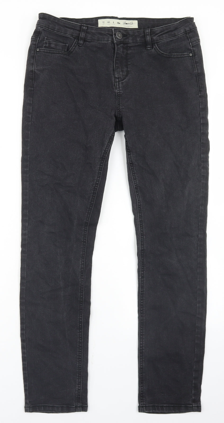 Denim Co Womens Black  Cotton Skinny Jeans Size 12 L28 in Regular Button