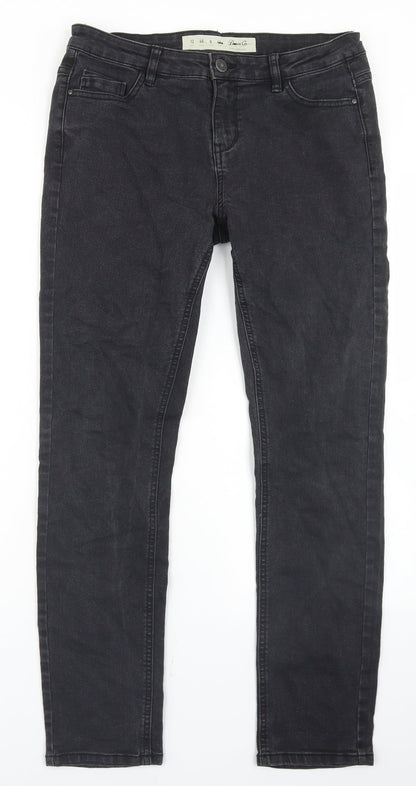 Denim Co Womens Black  Cotton Skinny Jeans Size 12 L28 in Regular Button