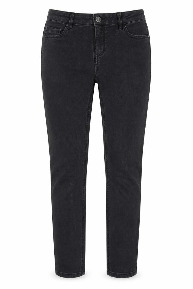 Front view of Denim Co women’s black cotton skinny jeans, size UK 12, 28-inch leg regular button
