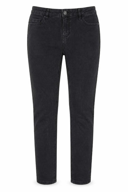 Front view of Denim Co women’s black cotton skinny jeans, size UK 12, 28-inch leg regular button
