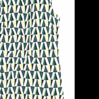 Dorothy Perkins Womens Green Geometric Viscose A-Line  Size 12  Round Neck Zip
