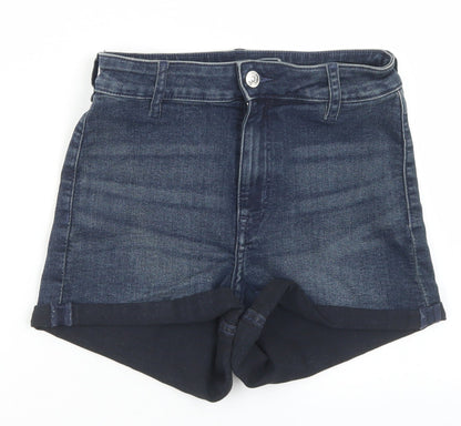 Divided Womens Blue  Cotton Hot Pants Shorts Size 10 L3 in Regular Button