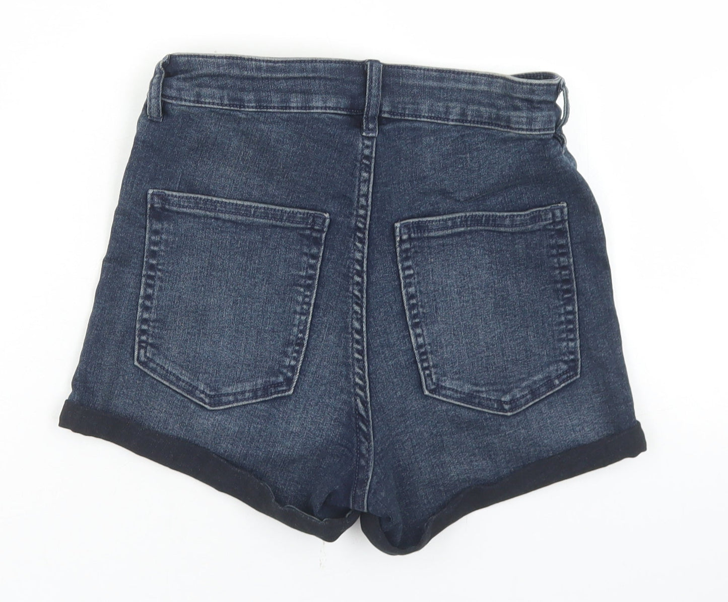 Divided Womens Blue  Cotton Hot Pants Shorts Size 10 L3 in Regular Button