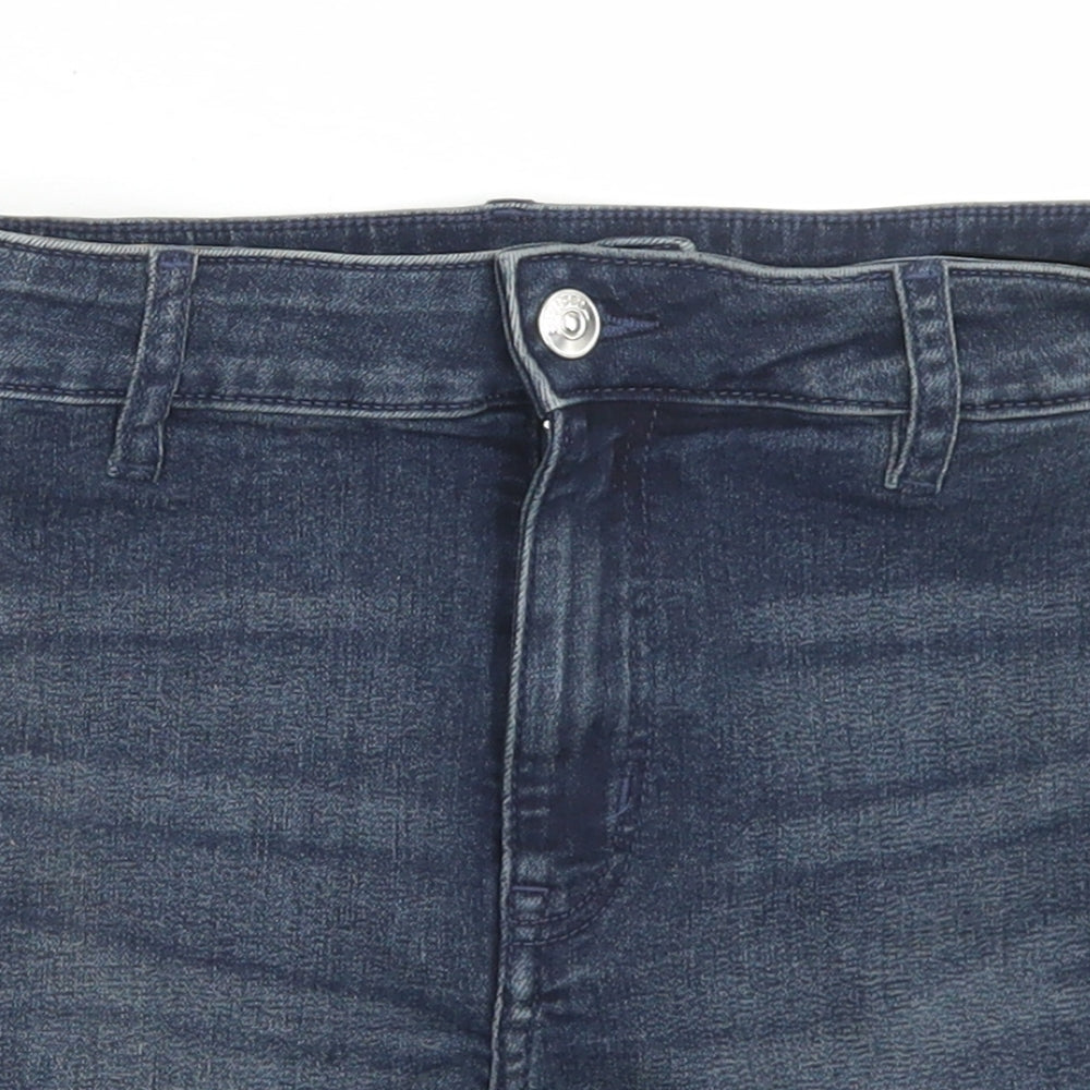 Divided Womens Blue  Cotton Hot Pants Shorts Size 10 L3 in Regular Button