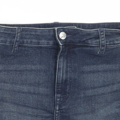 Divided Womens Blue  Cotton Hot Pants Shorts Size 10 L3 in Regular Button