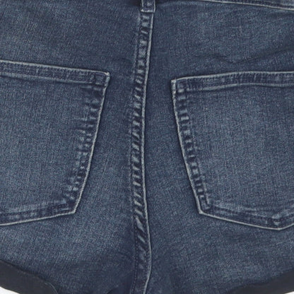 Divided Womens Blue  Cotton Hot Pants Shorts Size 10 L3 in Regular Button