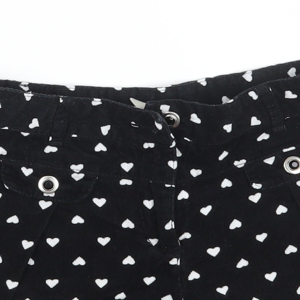 TU Girls Black  100% Cotton Hot Pants Shorts   Slim Zip - Heart