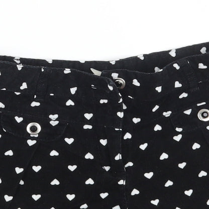 TU Girls Black  100% Cotton Hot Pants Shorts   Slim Zip - Heart