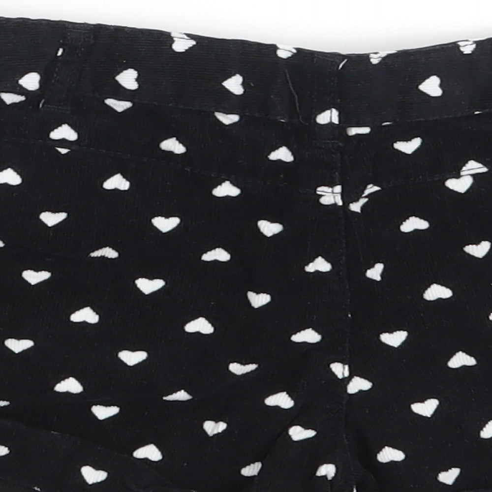 TU Girls Black  100% Cotton Hot Pants Shorts   Slim Zip - Heart