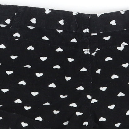 TU Girls Black  100% Cotton Hot Pants Shorts   Slim Zip - Heart