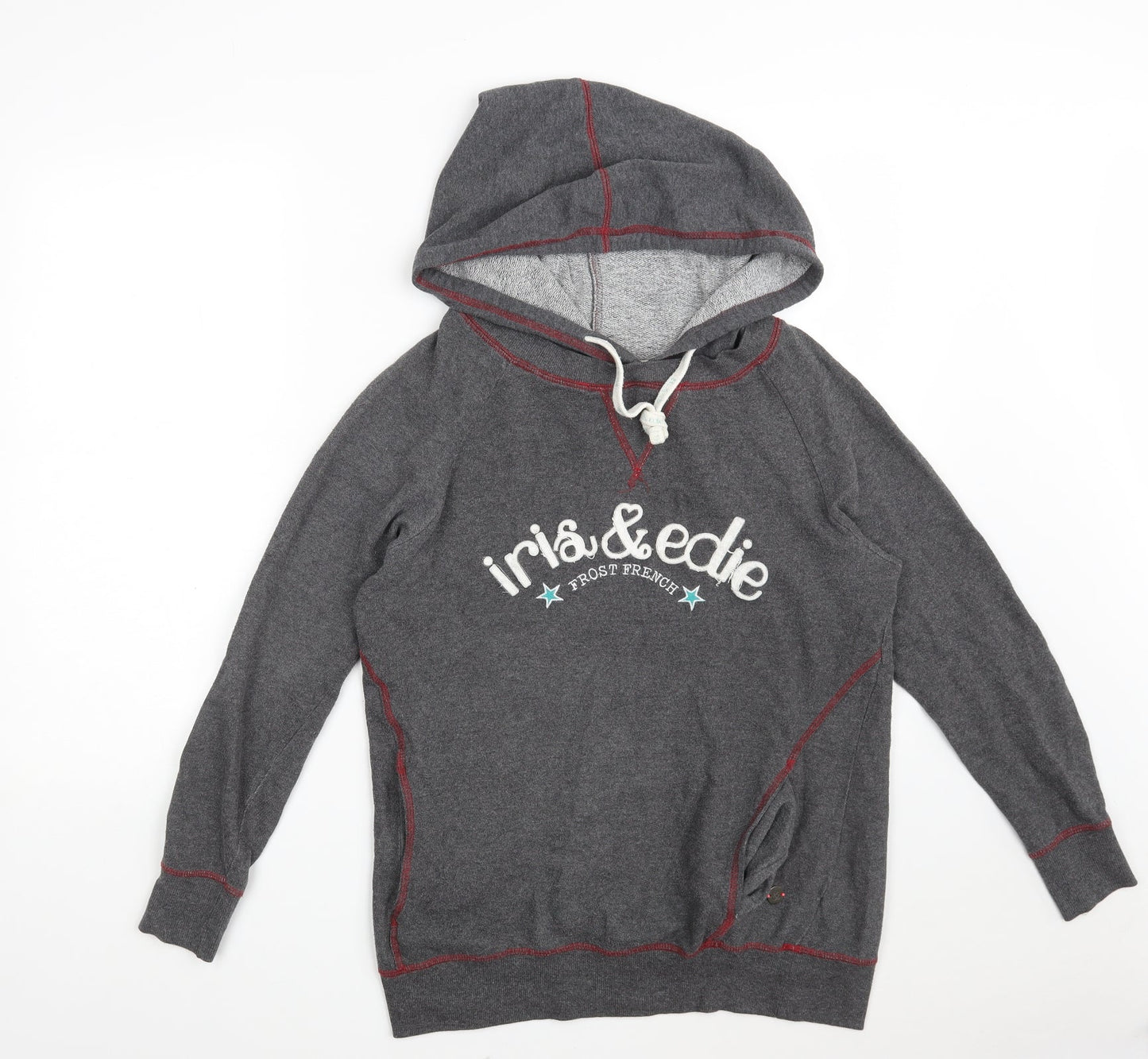 Iris & Edie Womens Grey  Cotton Pullover Hoodie Size 6   - Size 6-8