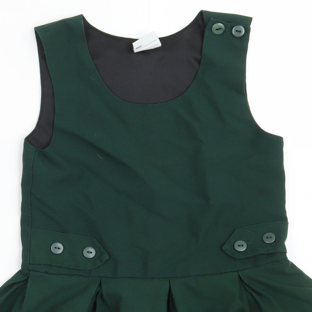 Banner Girls Green  Polyester A-Line  Size 5-6 Years  Scoop Neck Button