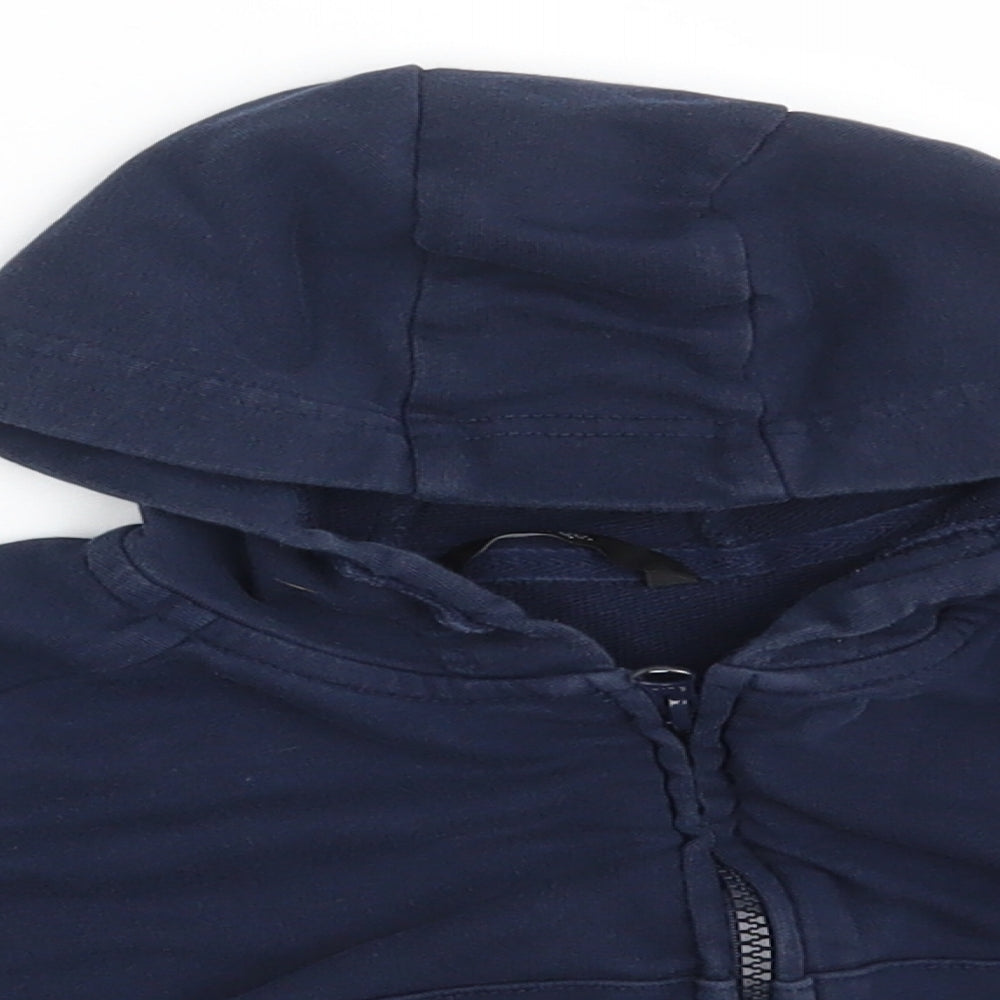 Close-up detail of George girls’ blue jacket, size 5-6, years zip