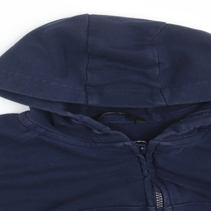 Close-up detail of George girls’ blue jacket, size 5-6, years zip