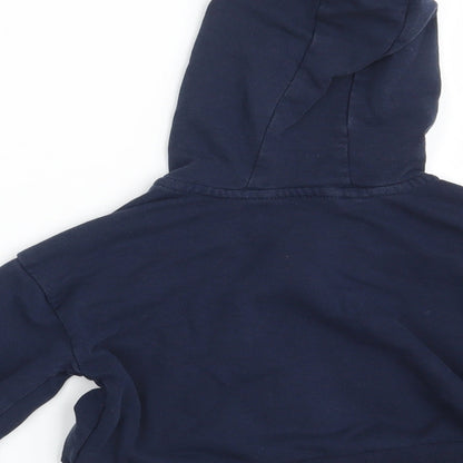 Brand and care label for George girls’ blue jacket, size 5-6, years zip