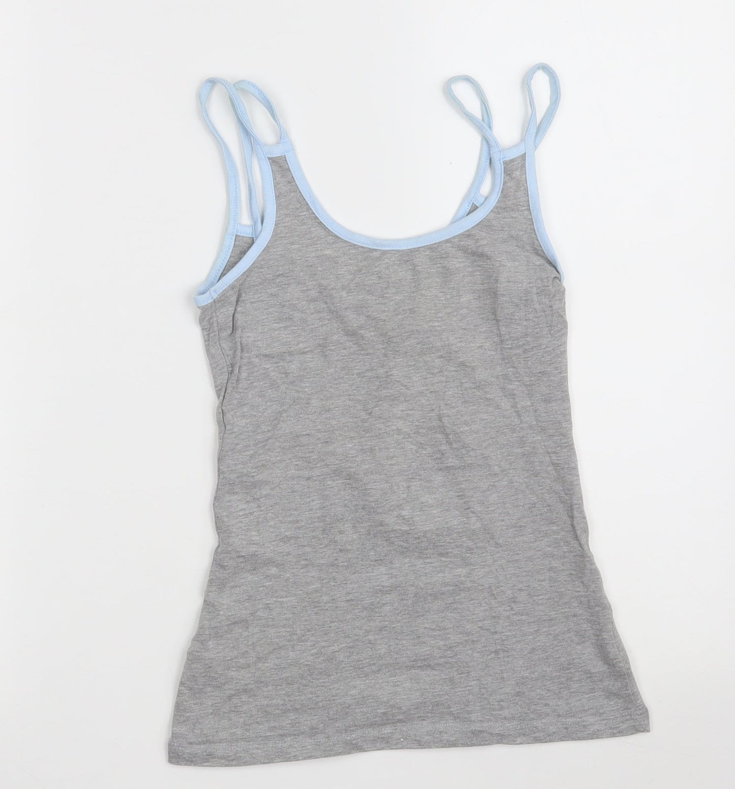 Primark Womens Grey  Cotton Camisole Tank Size 6 Round Neck - Loungewear - CAT NAPS AND SNACKS