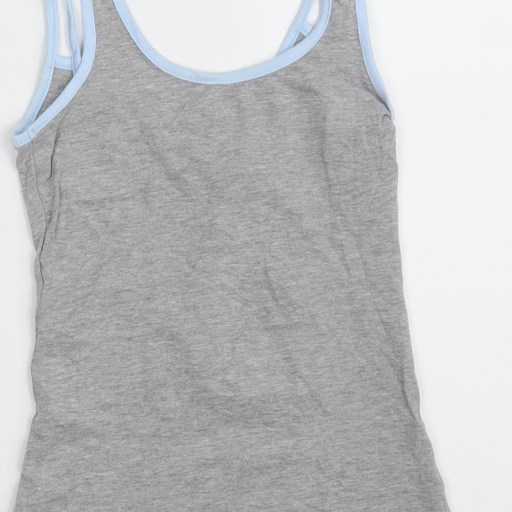 Primark Womens Grey  Cotton Camisole Tank Size 6 Round Neck - Loungewear - CAT NAPS AND SNACKS