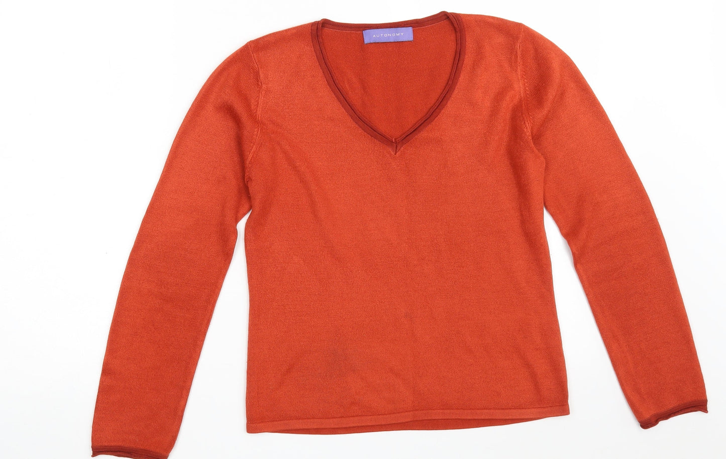 Autonomy Womens Brown V-Neck  Acrylic Pullover Jumper Size M