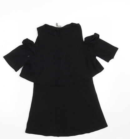 ASOS Womens Black  Cotton T-Shirt Dress  Size 8  Scoop Neck