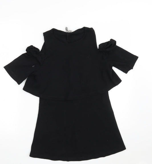 ASOS Womens Black  Cotton T-Shirt Dress  Size 8  Scoop Neck
