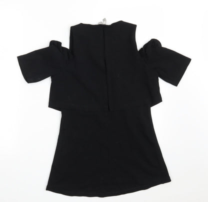 ASOS Womens Black  Cotton T-Shirt Dress  Size 8  Scoop Neck