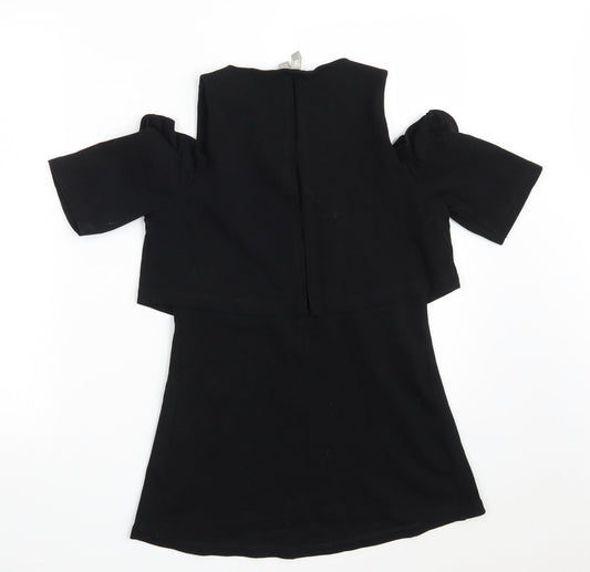 ASOS Womens Black  Cotton T-Shirt Dress  Size 8  Scoop Neck