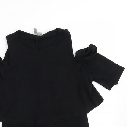 ASOS Womens Black  Cotton T-Shirt Dress  Size 8  Scoop Neck