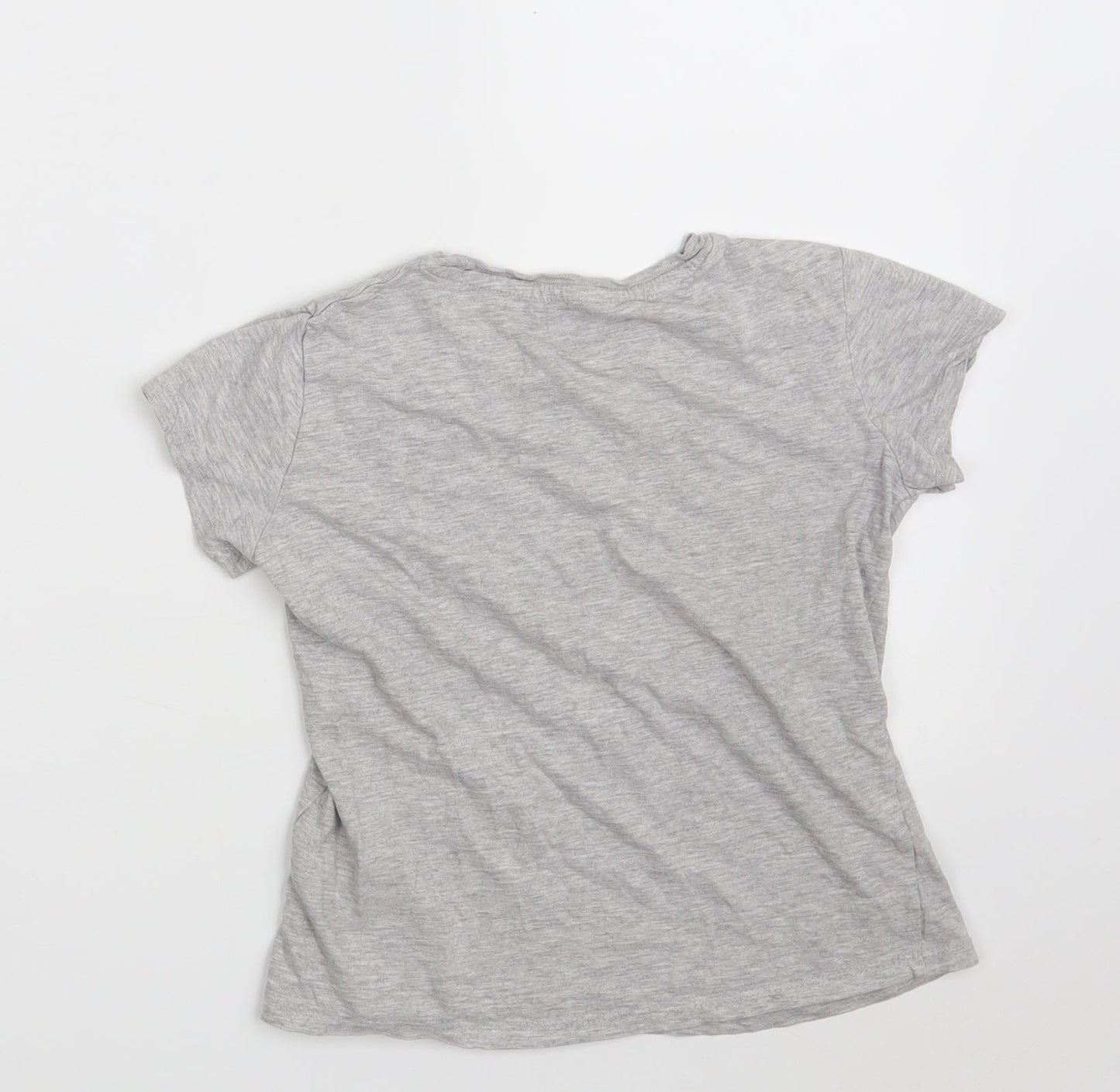 Pep & Co  Girls Grey  Cotton Pullover T-Shirt Size 9-10 Years Crew Neck  - Selfie Squad