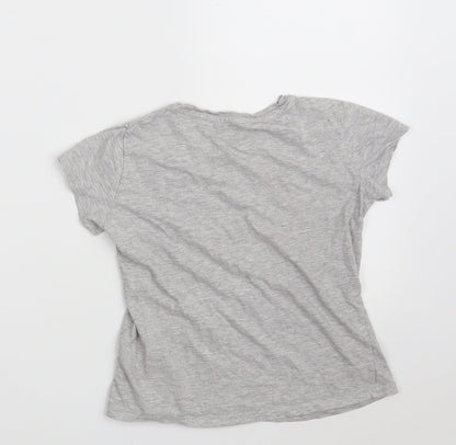 Pep & Co  Girls Grey  Cotton Pullover T-Shirt Size 9-10 Years Crew Neck  - Selfie Squad
