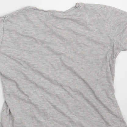 Pep & Co  Girls Grey  Cotton Pullover T-Shirt Size 9-10 Years Crew Neck  - Selfie Squad