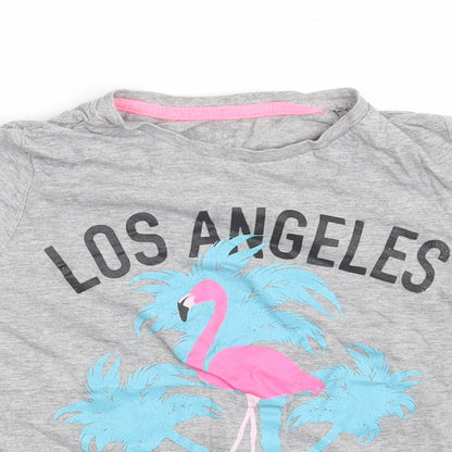 Pep&Co Girls Grey  Cotton Basic T-Shirt Size 9-10 Years Crew Neck  - Los Angeles