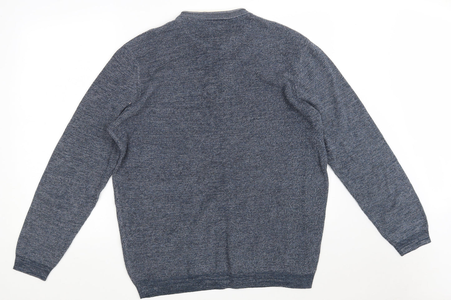 George Mens Blue Round Neck  Cotton Pullover Jumper Size XL