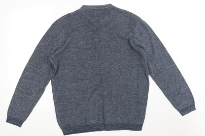 George Mens Blue Round Neck  Cotton Pullover Jumper Size XL