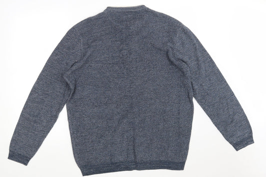 George Mens Blue Round Neck  Cotton Pullover Jumper Size XL