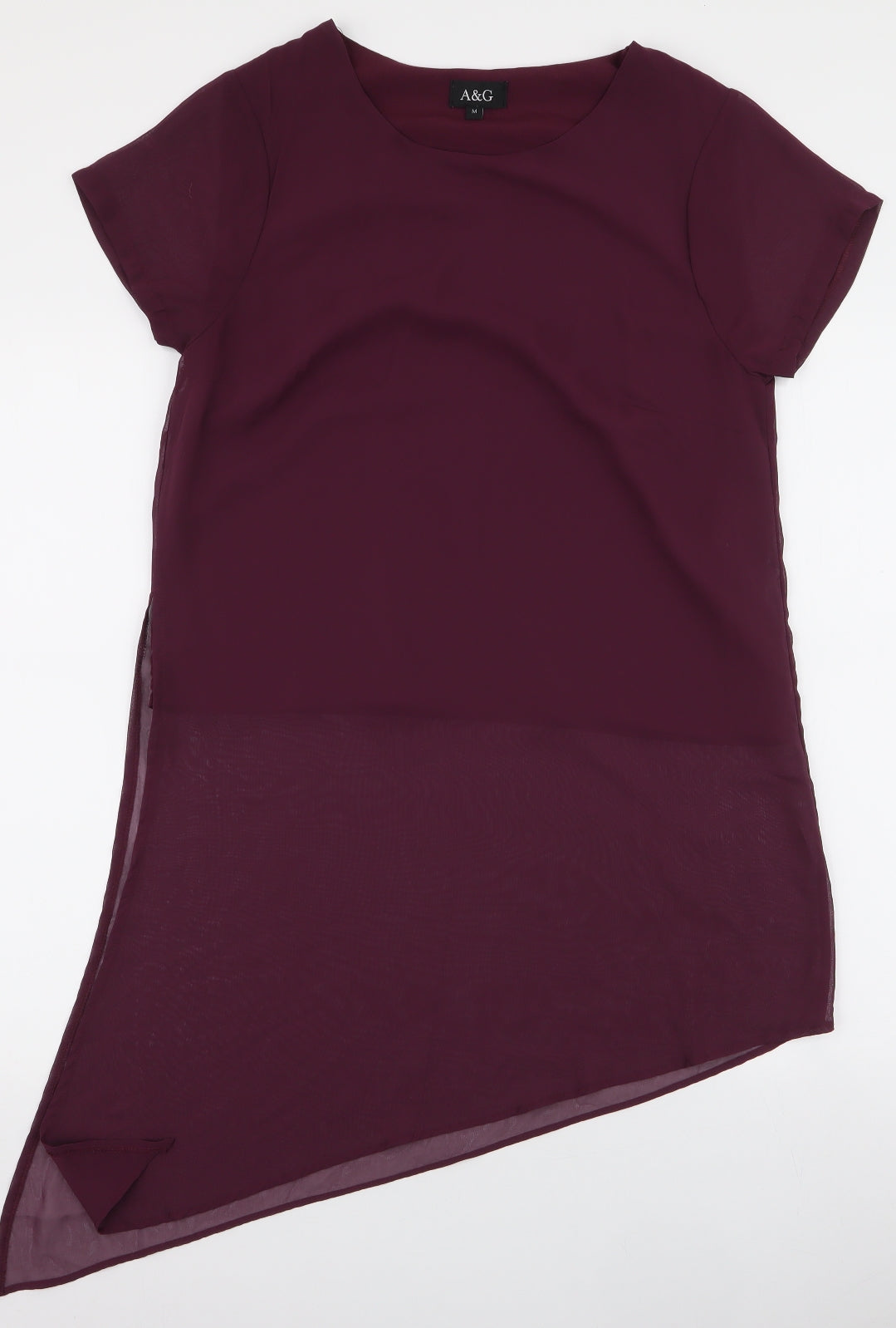 A&G Womens Purple  Polyester Basic Blouse Size M Round Neck