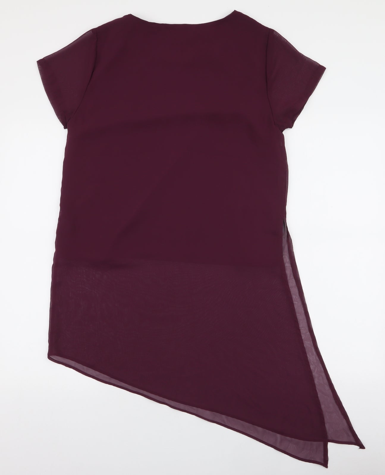 A&G Womens Purple  Polyester Basic Blouse Size M Round Neck