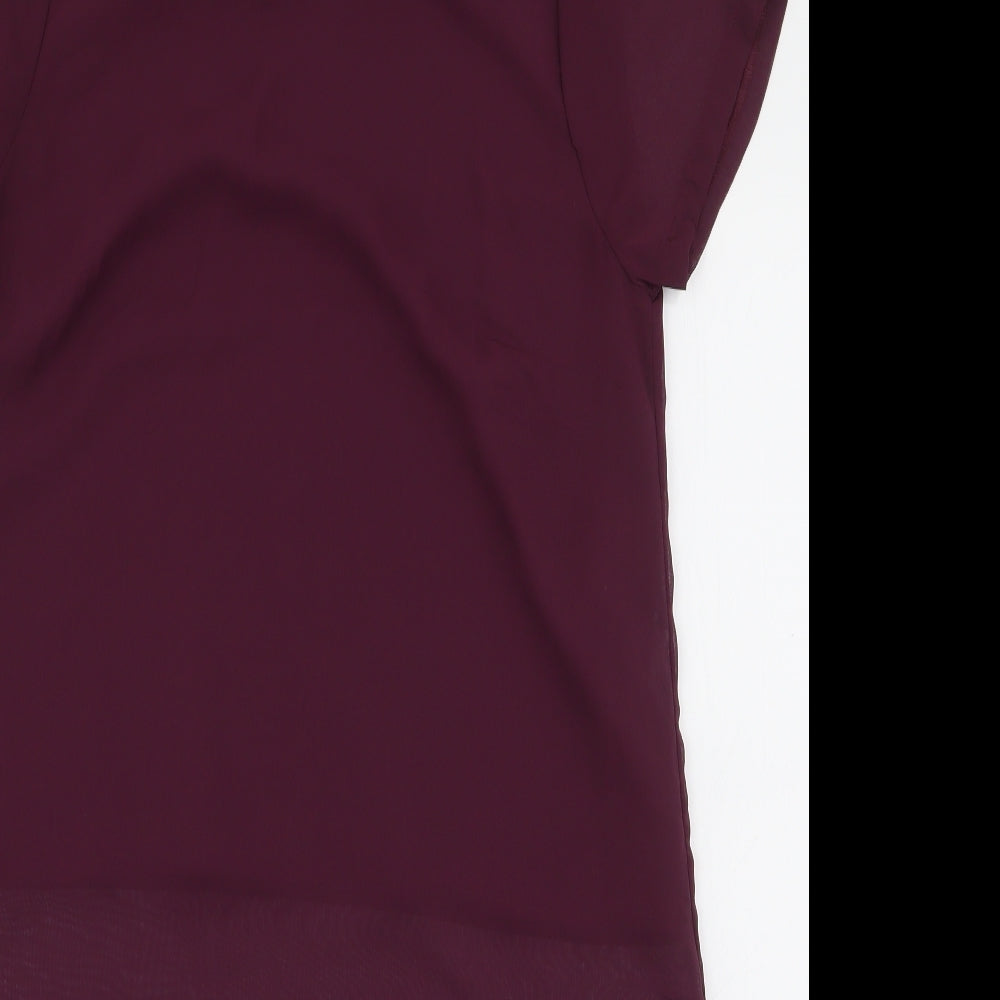 A&G Womens Purple  Polyester Basic Blouse Size M Round Neck