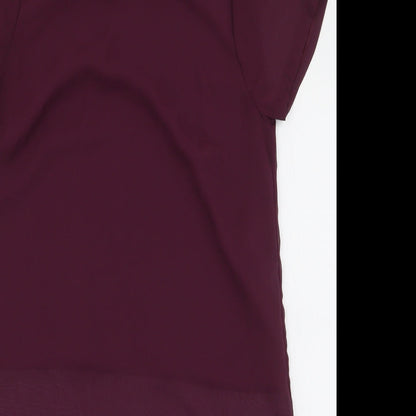 A&G Womens Purple  Polyester Basic Blouse Size M Round Neck