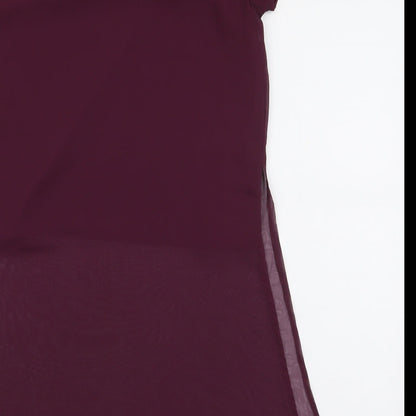 A&G Womens Purple  Polyester Basic Blouse Size M Round Neck