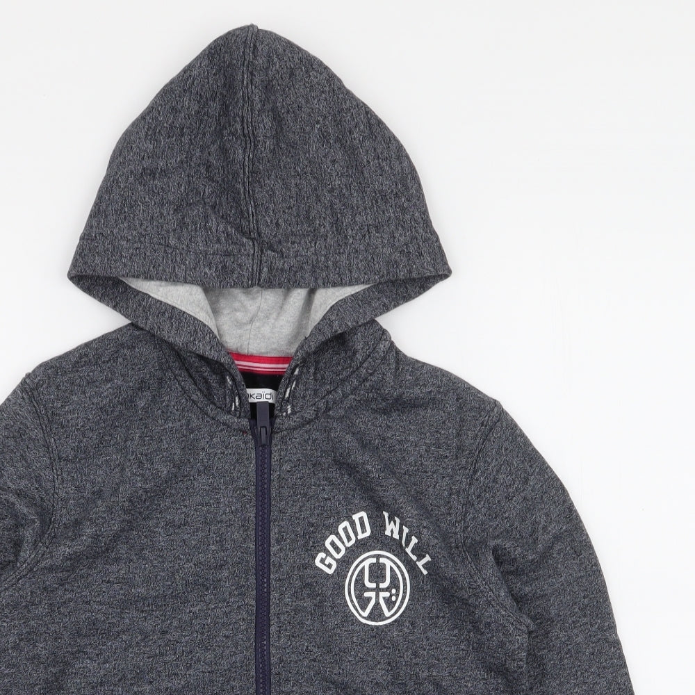 Okaidi Boys Blue  Cotton Full Zip Hoodie Size 10 Years  Zip
