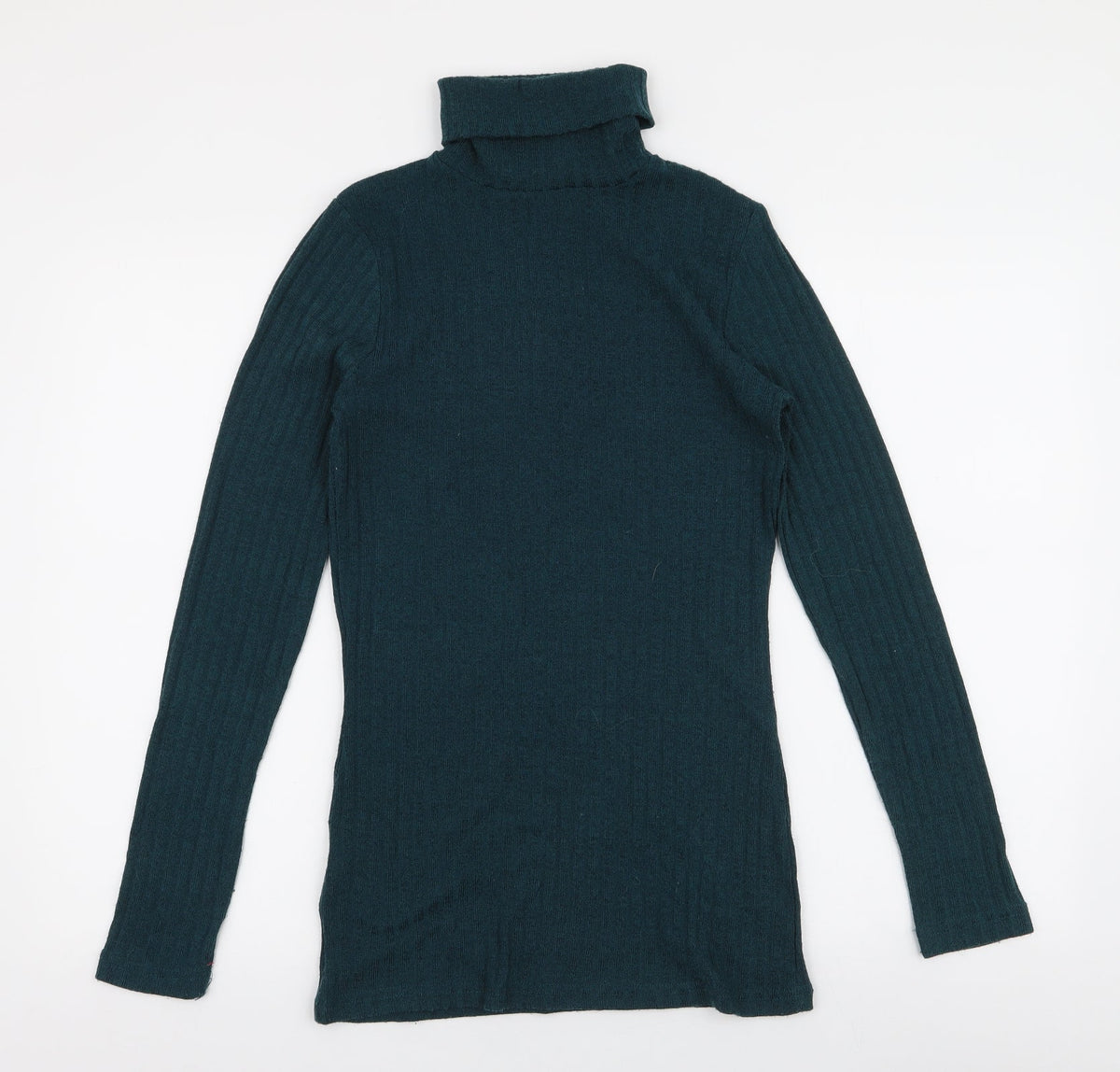 Additional front view of LTS Basics women’s green roll neck polyester jumper, size XS