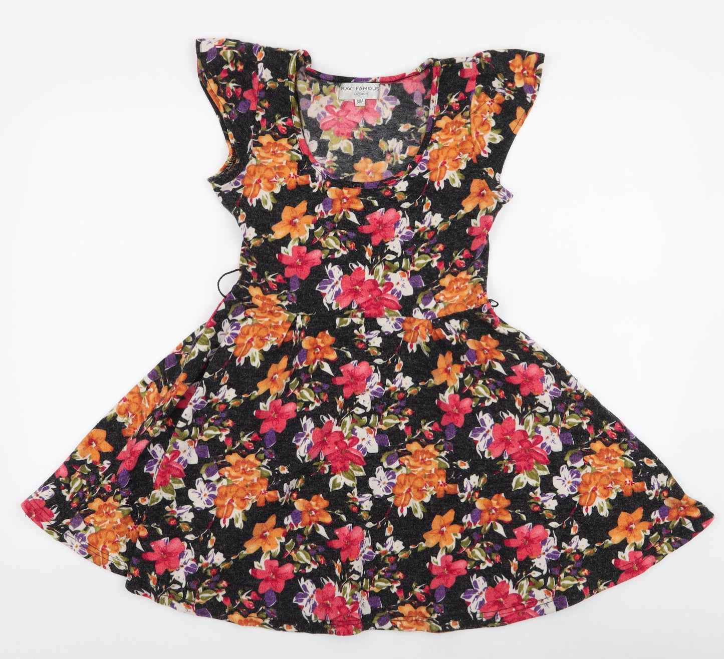 Ravi Famous  Womens Multicoloured Floral Polyester Skater Dress  Size S  Round Neck Pullover