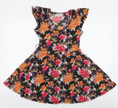 Ravi Famous  Womens Multicoloured Floral Polyester Skater Dress  Size S  Round Neck Pullover