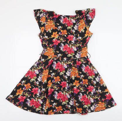 Ravi Famous  Womens Multicoloured Floral Polyester Skater Dress  Size S  Round Neck Pullover