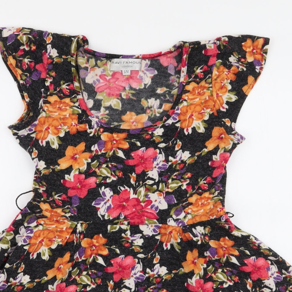 Ravi Famous  Womens Multicoloured Floral Polyester Skater Dress  Size S  Round Neck Pullover