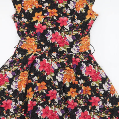 Ravi Famous  Womens Multicoloured Floral Polyester Skater Dress  Size S  Round Neck Pullover