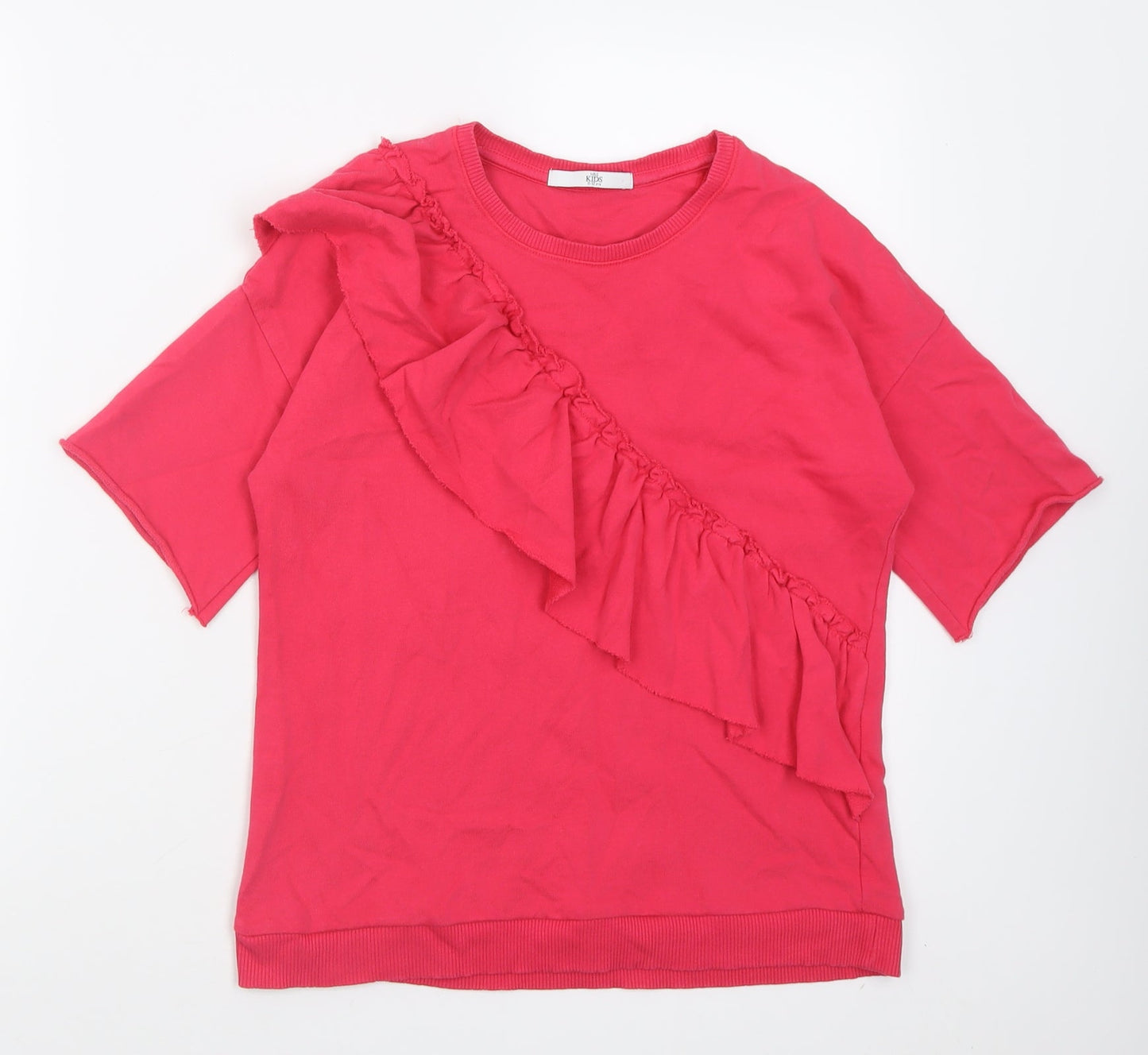 Marks and Spencer Girls Pink  Cotton Pullover Sweatshirt Size 11-12 Years  Pullover