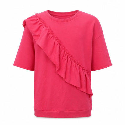 Front view of Marks & Spencer girls’ pink cotton pullover sweatshirt, size 11-12, years pullover