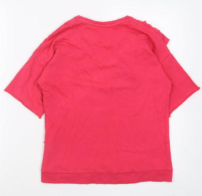 Marks and Spencer Girls Pink  Cotton Pullover Sweatshirt Size 11-12 Years  Pullover